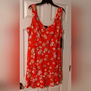 2X Red & White Floral Trixxi Clothing Company V Neck Mini Dress
